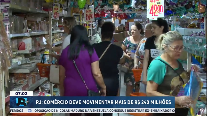 Vídeo: Comércio no feriado deve movimentar mais de R$ 240 milhões no RJ