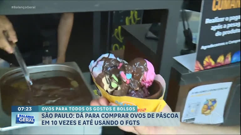 Vídeo: Loja oferece self-service de ovos de Páscoa em São Paulo
