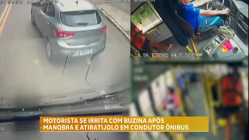 Vídeo: Homem ataca motorista de ônibus após receber "buzinada" na Grande BH