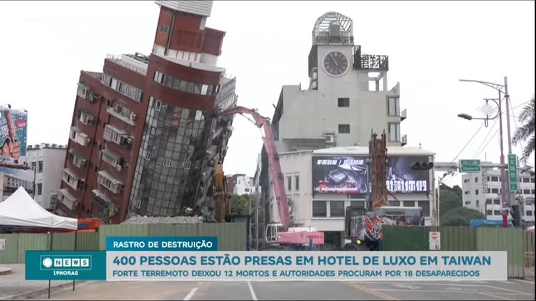 Vídeo: Terremoto em Taiwan: 400 pessoas estão presas em um hotel de luxo