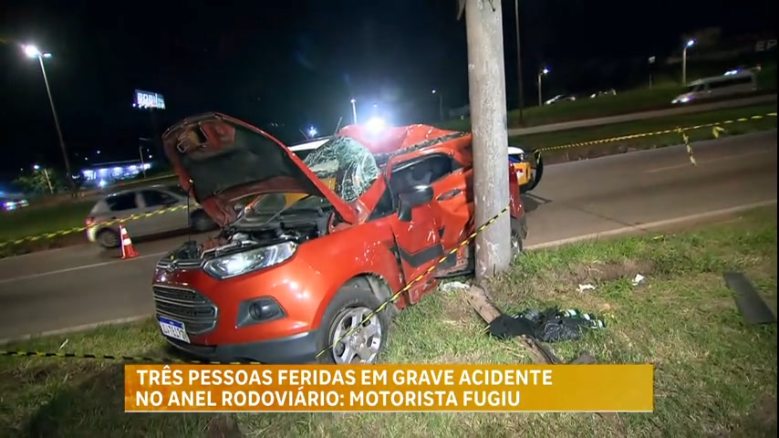 Vídeo: Três pessoas ficam feridas após acidente no Anel Rodoviário, em BH