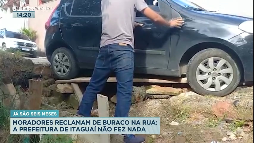 Vídeo: Moradores de Itaguaí esperam há seis meses por reparo de cratera em rua