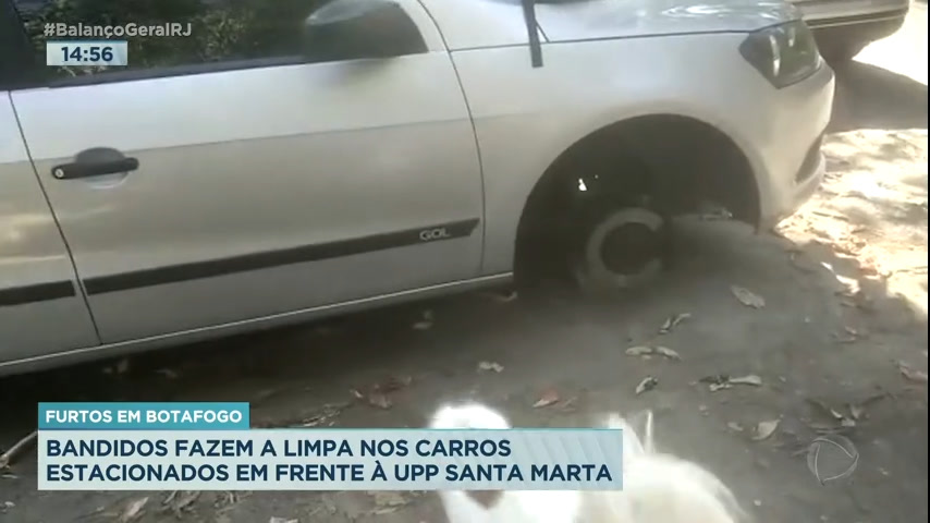 Vídeo: Criminosos roubam pneus de carros em frente à UPP em Botafogo