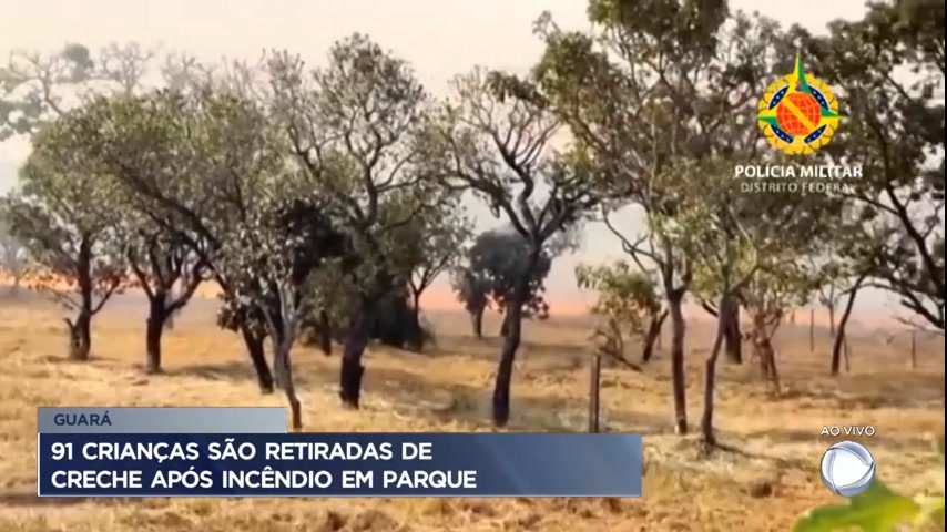 Vídeo: Crianças são retiradas de creche no DF após incêndio em parque