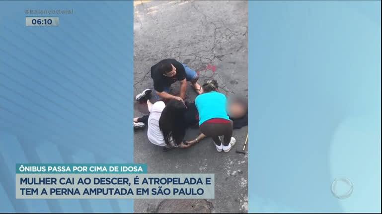Vídeo: Idosa se fere gravemente ao ser atropelada por ônibus na Grande SP
