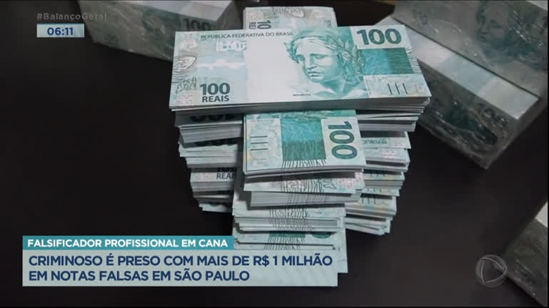 Vídeo: Criminoso é preso com R$ 1 milhão em notas falsas em SP