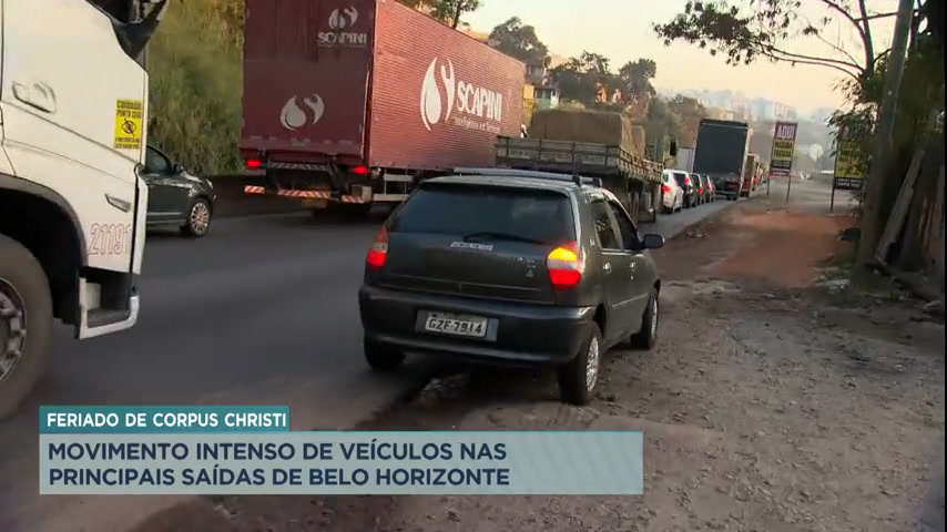 Vídeo: Saída para o feriado em Belo Horizonte tem trânsito lento nas estradas