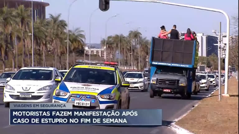 Vídeo: Motoristas de aplicativo fazem protesto após estupro no DF