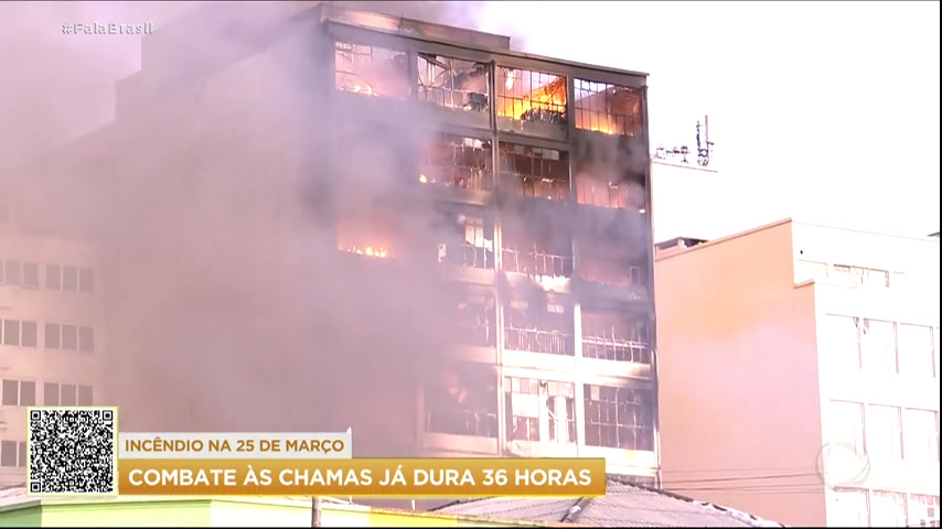 Vídeo: Polícia investiga se incêndio em prédios comerciais na região da 25 de Março foi criminoso