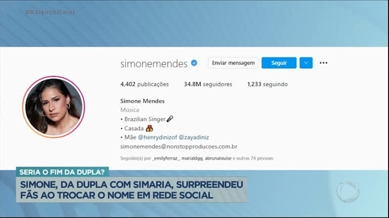 Vídeo: Simone, da dupla com Simaria, troca nome oficial em rede social