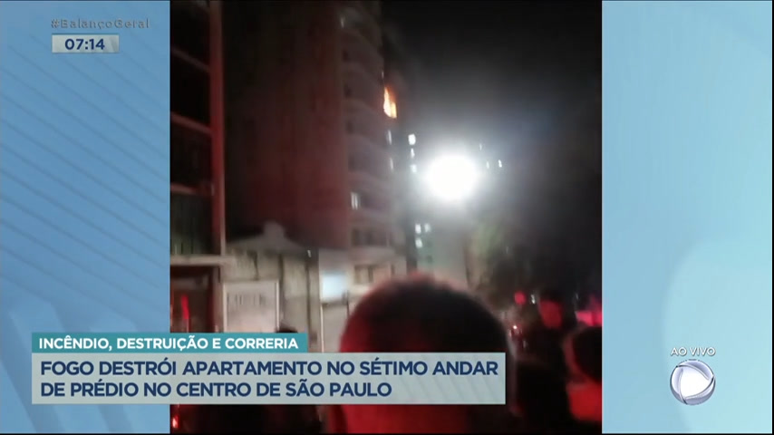 Vídeo: Incêndio destrói apartamento no centro de São Paulo