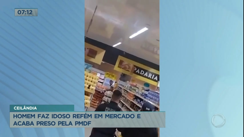 Vídeo: Homem faz idoso de refém em mercado em Ceilândia (DF)