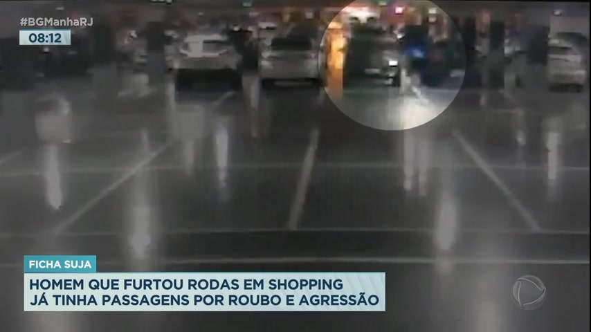 Vídeo: Homem que furtou rodas de carro em shopping tem outras passagens pela polícia