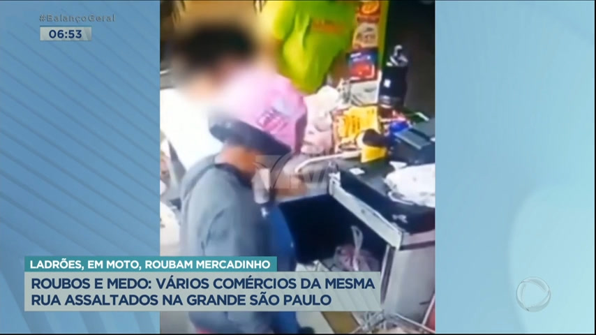Vídeo: Comércios da mesma rua sofrem com assaltos na Grande São Paulo