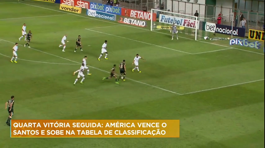 Vídeo: América-MG vence o Santos em BH e sobe na tabela
