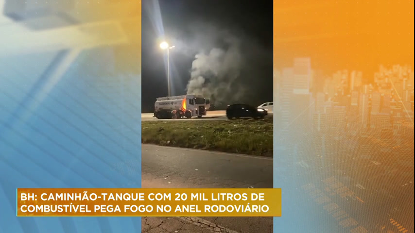 Vídeo: BH: Caminhão-tanque pega fogo no Anel Rodoviário e interdita pista
