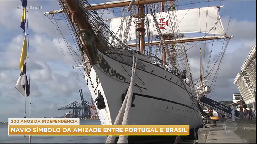 Vídeo: Bicentenário da Independência: Navio símbolo da amizade entre Portugal e Brasil atraca na Bahia