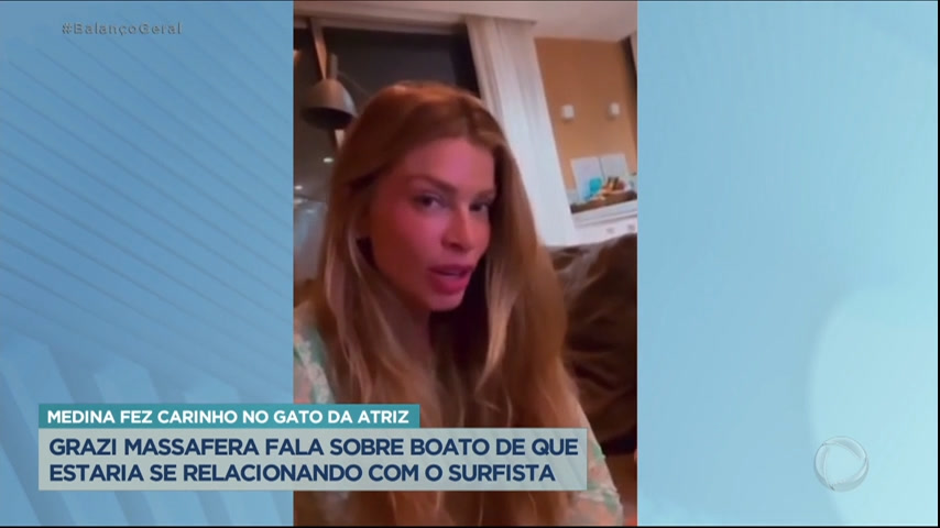 Vídeo: Grazi Massafera nega romance com Gabriel Medina após vídeo dele com gato
