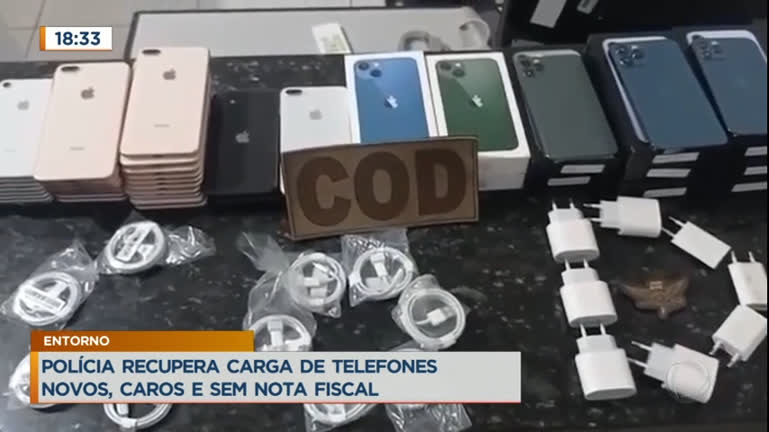 Vídeo: Polícia recupera carga de celulares sem nota fiscal em Goiás