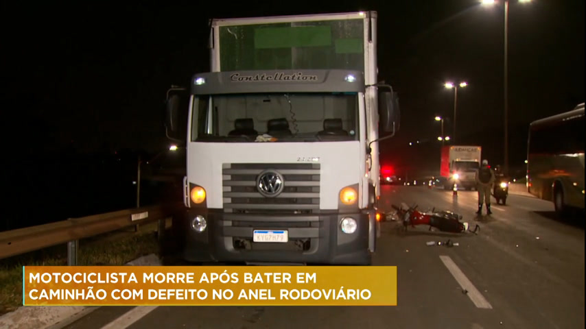 Vídeo: BH: Motociclista morre após bater em caminhão no Anel Rodoviário