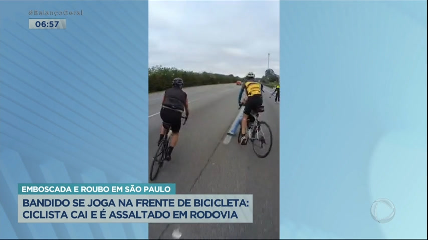 Vídeo: Bandido se joga na frente de bicicleta para roubar ciclista em SP