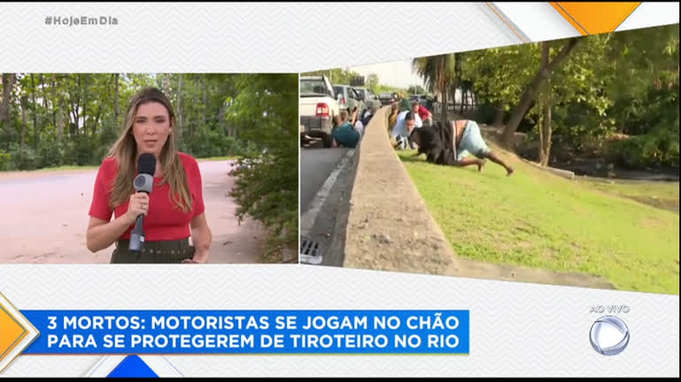 Vídeo: Tiroteio deixa três mortos no Rio e motoristas se jogam no chão para se proteger