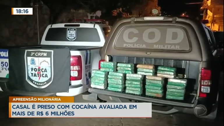 Vídeo: Casal é preso com cocaína avaliada em mais de R$ 6 milhões