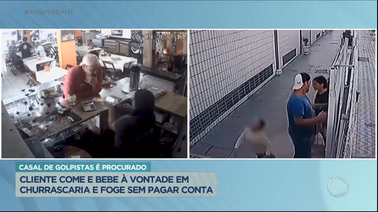 Vídeo: Casal foge sem pagar conta em churrascaria em Santos (SP)