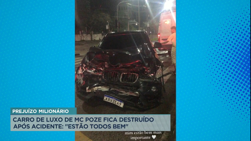 Vídeo: A Hora da Venenosa: carro do Mc Poze é danificado em acidente