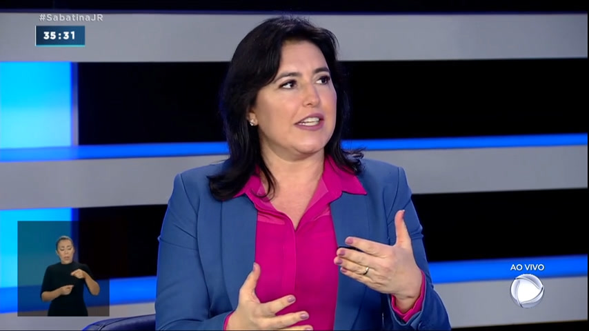 Vídeo: "Represento a maioria da população brasileira", diz Simone Tebet na sabatina do Jornal da Record