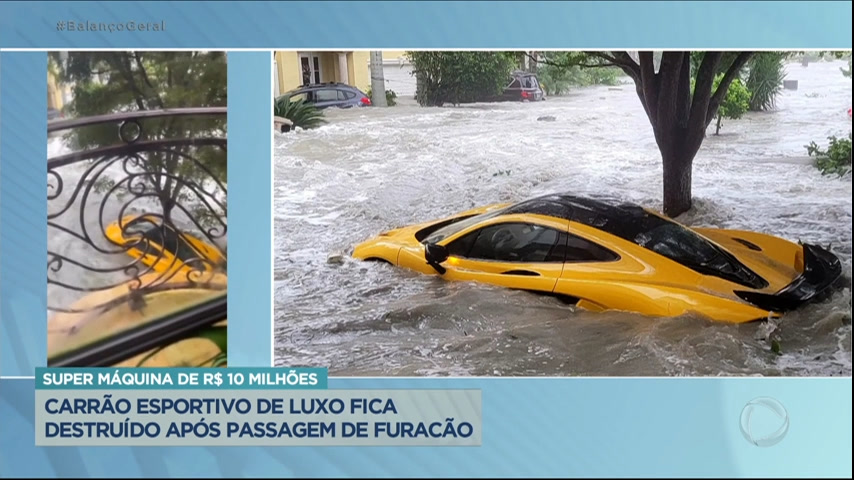Vídeo: Carro avaliado em quase R$ 10 milhões fica destruído após passagem do furacão Ian