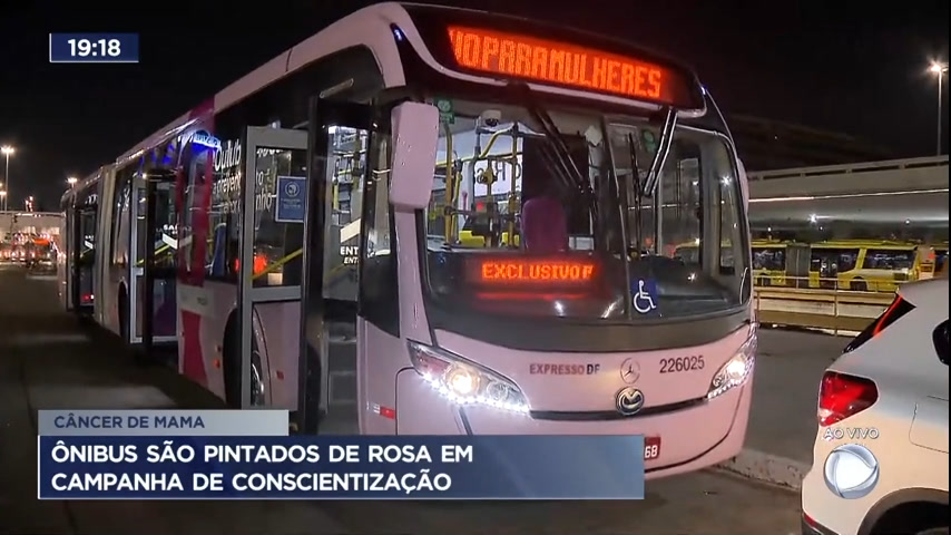 Vídeo: Ônibus são pintados de rosa em campanha de conscientização