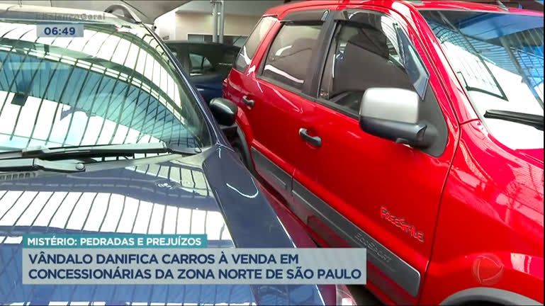 Vídeo: Vândalo danifica carros à venda em concessionárias da zona norte de SP