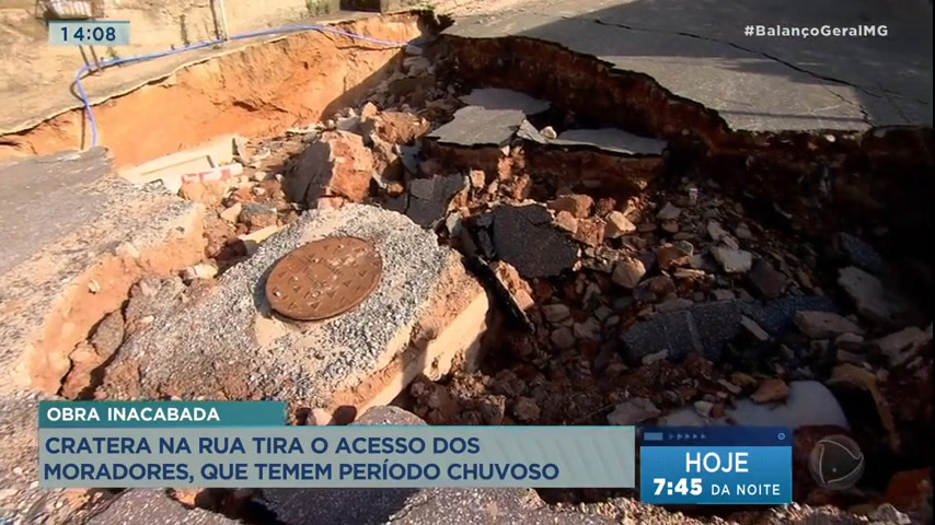 Vídeo: Moradores reclamam de cratera e obra inacabada em Sabará (MG)