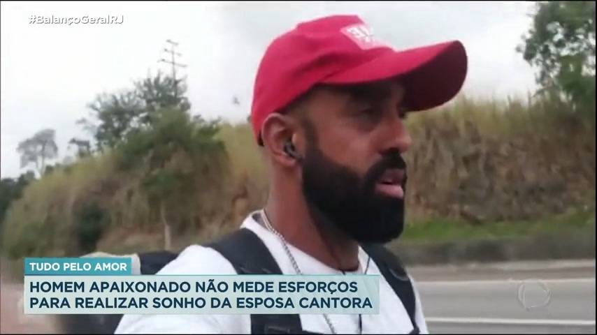 Vídeo: Marido viaja do Rio de Janeiro até São Paulo a pé para realizar sonho da esposa cantora