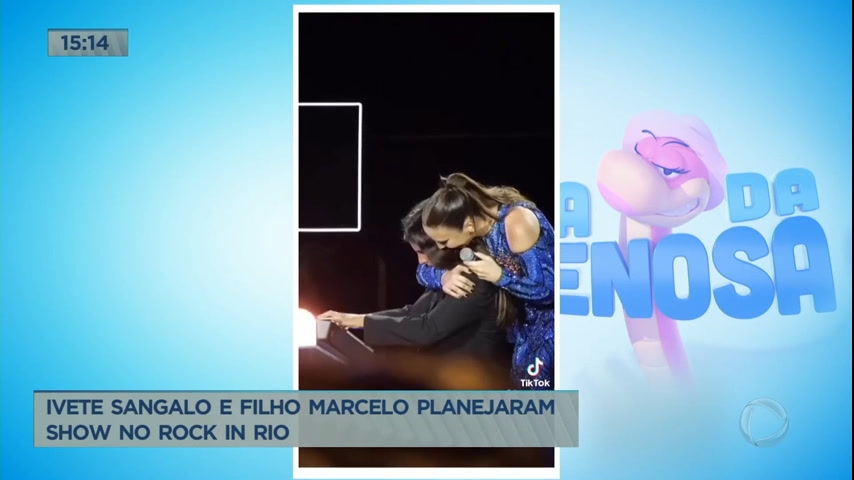 Ivete Sangalo posa com Jota Quest nos bastidores do Rock in Rio