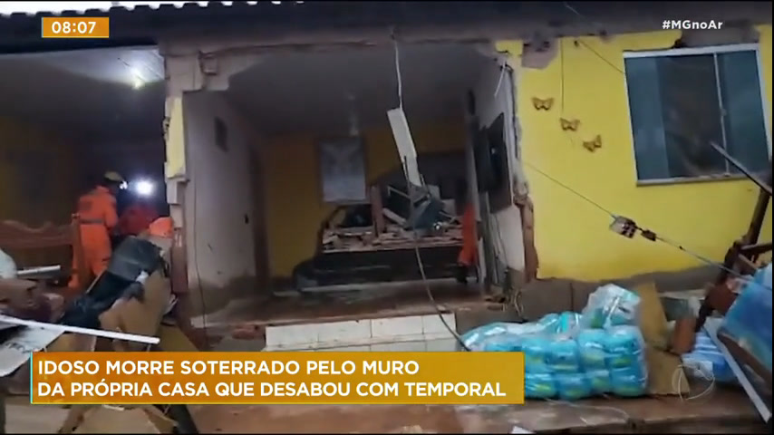 Vídeo: Idoso morre depois de ser atingido por muro em MG