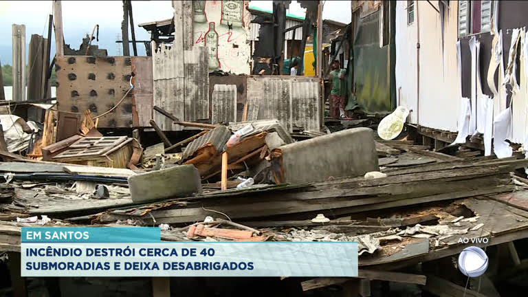 Vídeo: Incêndio em submoradias da Zona Noroeste em Santos