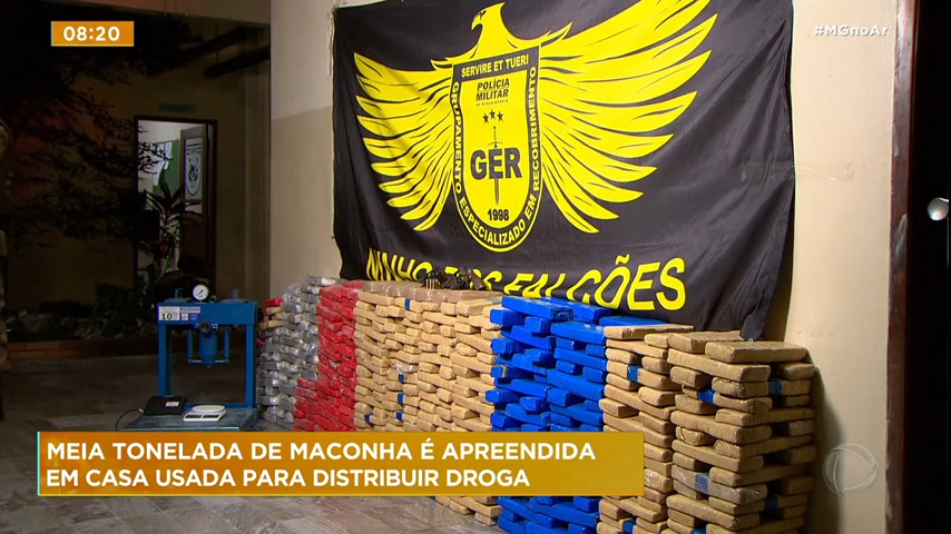 Vídeo: Meia tonelada de maconha é apreendida em casa usada para distribuir droga na Grande BH