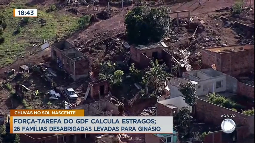 Vídeo: Após chuvas, 26 famílias ficam desabrigadas no Sol Nascente