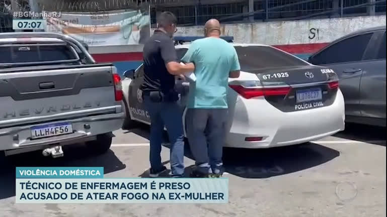 Vídeo: Técnico de enfermagem é preso por atear fogo na ex-mulher na Baixada Fluminense