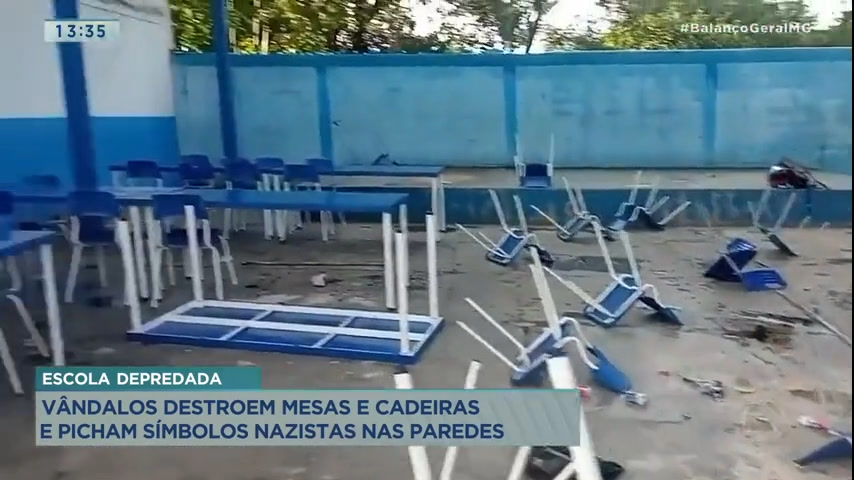 Vídeo: Escola municipal de Contagem é depredada com símbolos nazista
