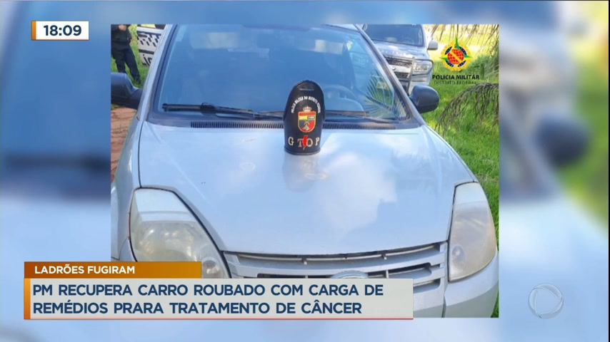 Vídeo: PM recupera carro roubado com carga de medicamentos para câncer no DF