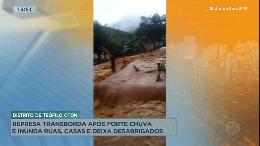 Vídeo: Vídeos mostram enchente causada por transbordamento de represa em MG