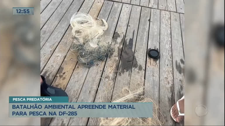 Vídeo: Batalhão ambiental apreende material para pesca na DF-285