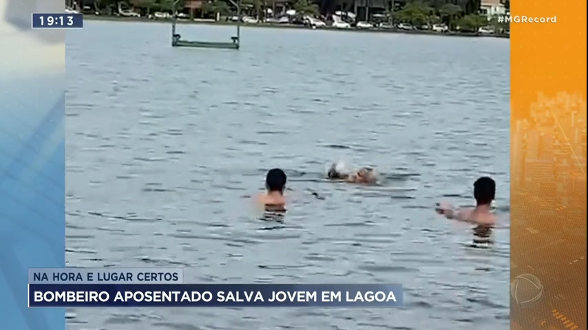 Vídeo: Bombeiro aposentado salva jovem em lagoa na Grande BH