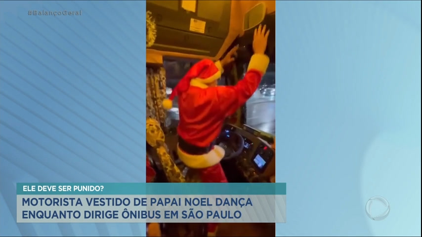 Vídeo: Motorista de ônibus se veste de Papai Noel e dança com veículo em movimento
