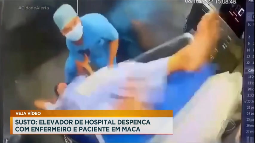 Vídeo: Elevador de hospital despenca com enfermeiro e paciente de maca
