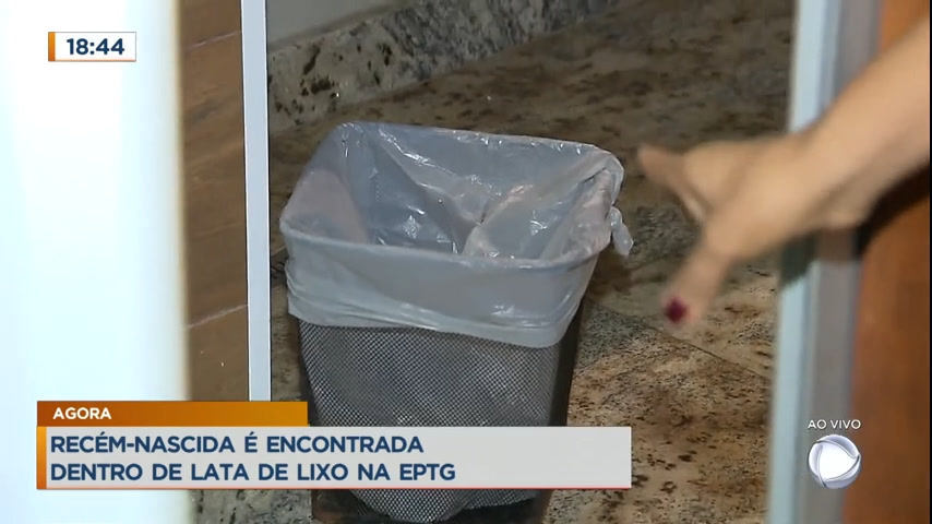 Vídeo: Recém-nascida é encontrada dentro de lata de lixo na EPTG