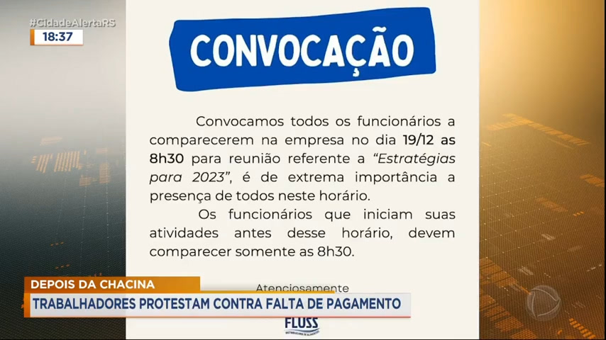 Comunicado da empresa aos trabalhadores (Foto Reprodução/R7)